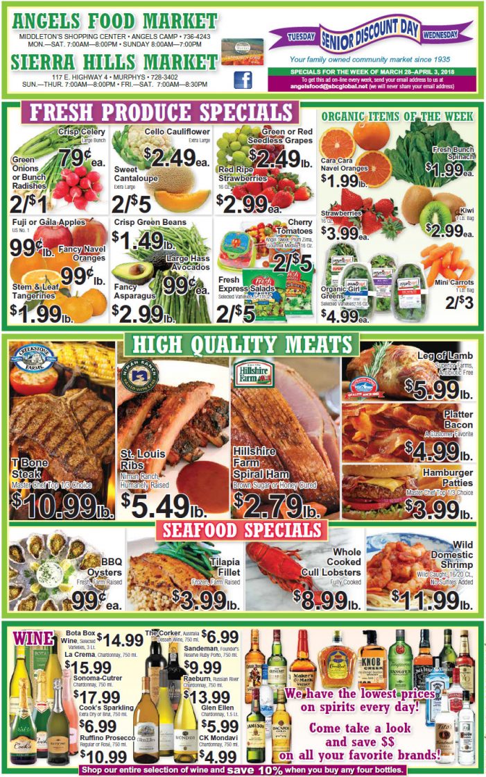 Angels Food & Sierra Hills Markets Grocery Ad & Weekly Specials Through April 3rd