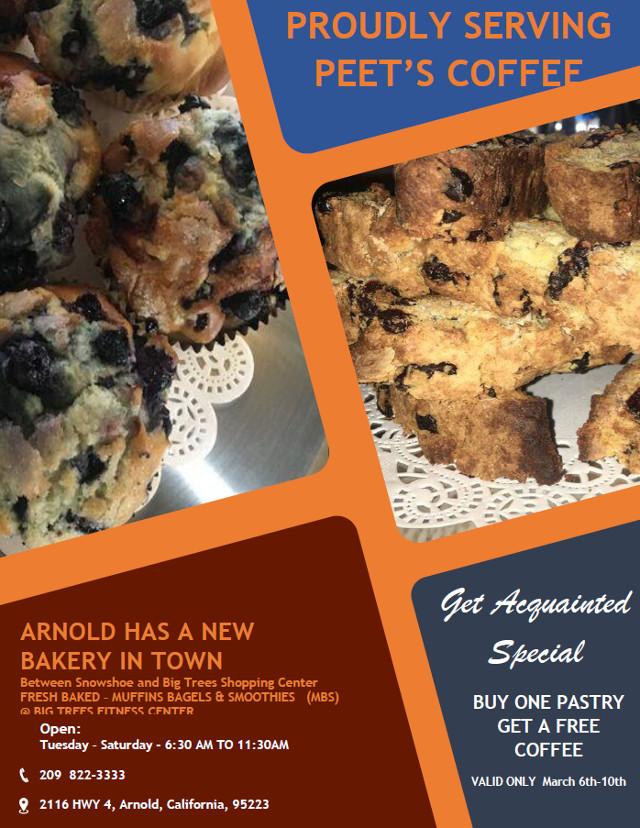 New Arnold Bakery Offering A Get Acquainted Special of Buy One Pastry Get A Free Coffee