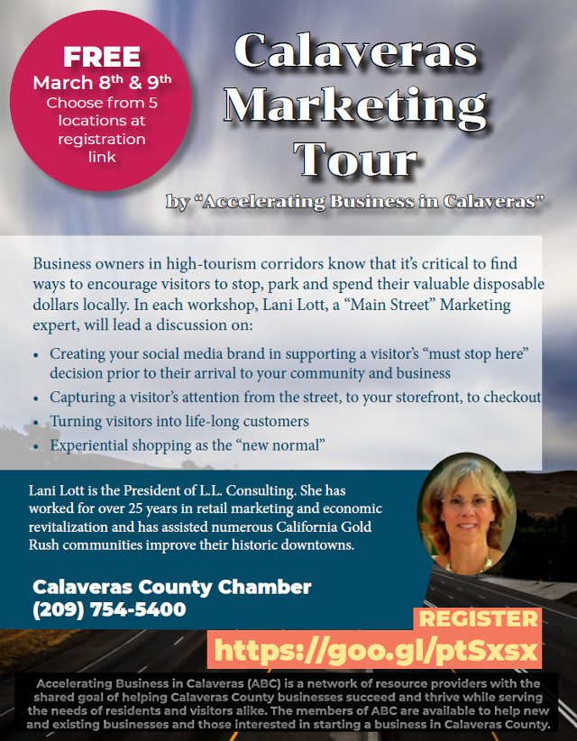 Calaveras Marketing Tour, How to Get People Into Your Community, Seminars at 5 Locations on March 8th & 9th