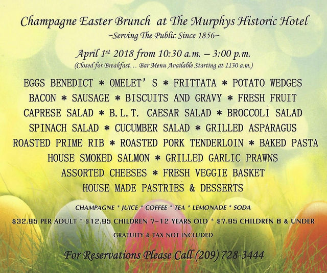 Make Plans For Easter Brunch at Murphys Historic Hotel