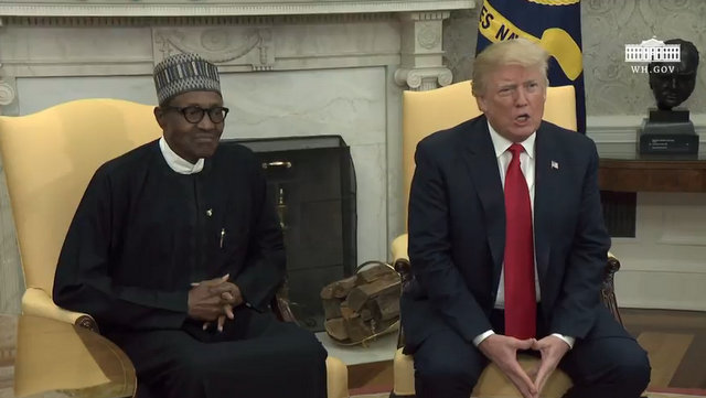 President Trump and President Buhari of Nigeria Before Bilateral Meeting