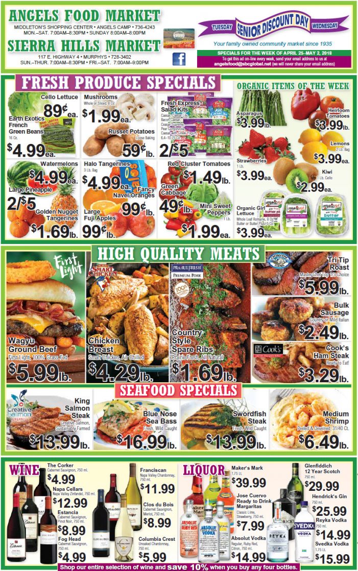 Angels Food and Sierra Hills Markets Weekly Ad & Grocery Specials Through May 1st