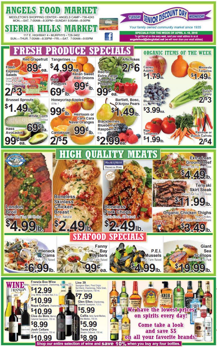 Angels Food and Sierra Hills Markets Weekly Ad & Grocery Specials Through April 10