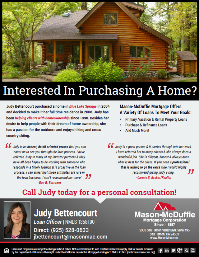 Interested In Purchasing A Home?  Call Judy Today for a Personal Consultation!