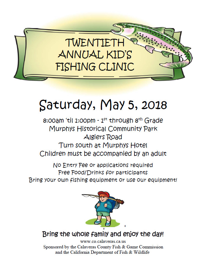 The Twentieth Annual Kid’s Fishing Clinic is May 5th