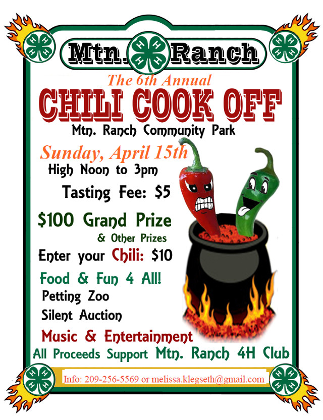 Sixth Annual Mountain Ranch Chili Cook Off This Sunday April 15th
