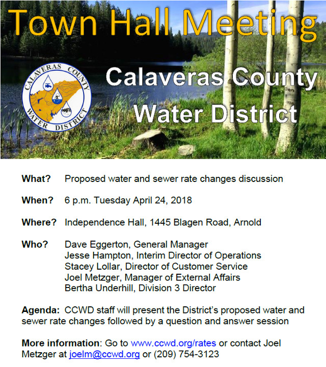 Reminder…CCWD Town Hall Meeting on Water & Sewer Rates Tonight at 6pm