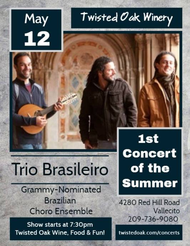 Trio Brasileiro Kicks Off The 2018 Twisted Folk Concert Series at Twisted Oak Winery May 12!