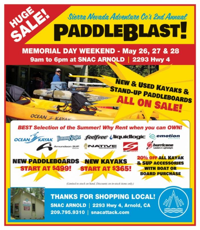 It’s Time for PaddleBlast!! SNAC Arnold’s  Biggest Sales Event of the Year!