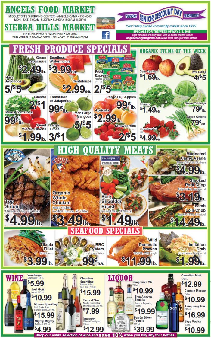 Angels Food and Sierra Hills Markets Weekly Ad & Grocery Specials Through May 8th