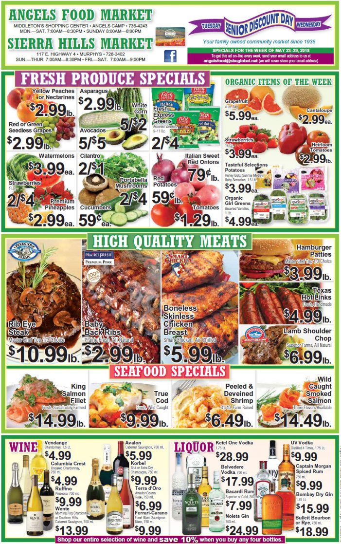 Angels Food and Sierra Hills Markets Weekly Ad & Grocery Specials Through May 29th