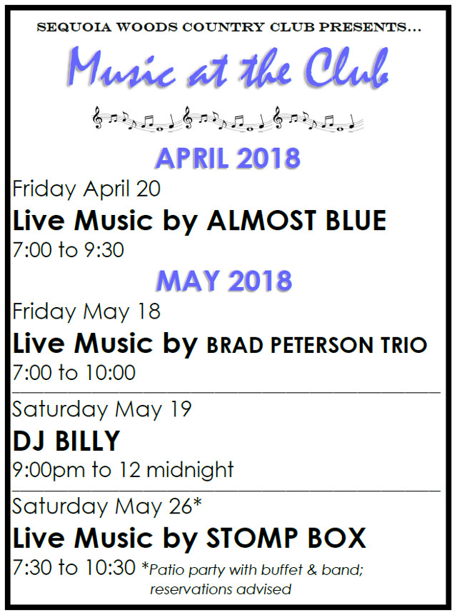 Music at Sequoia Woods…Next Up “STOMP BOX” on May 26!