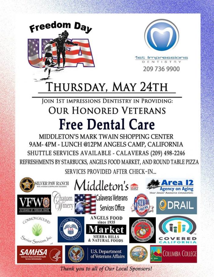 Honoring Our Veterans With Free Dental Care on May 24th