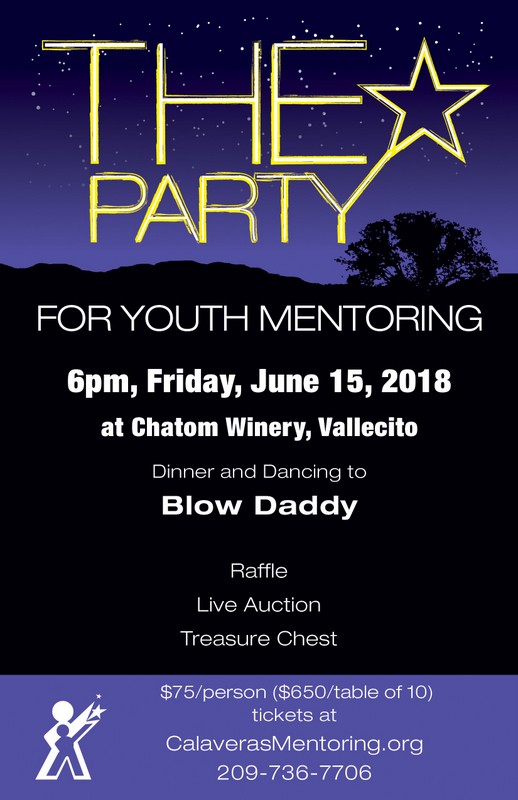 It’s PARTY Time For Youth Mentoring,  Friday, June 15 at Chatom Winery in Vallecito! (Reminder)