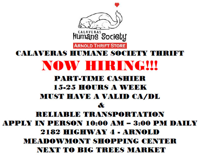 Join the Team at Calaveras Humane Society Thrift Store