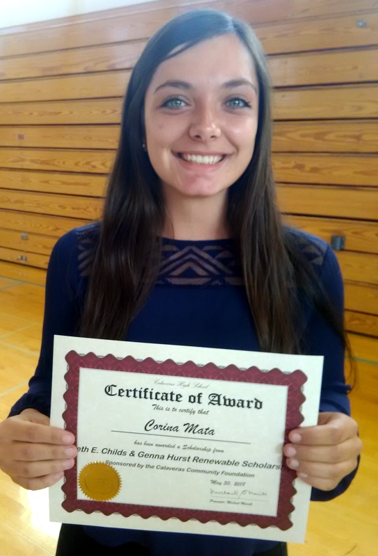 Beth Childs/Genna Hurst Scholarship Awarded by Calaveras Community Foundation (CCF)