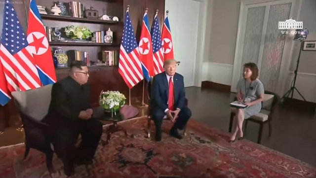President Trump Participates in a One on One Meeting with North Korean Leader Kim Jong Un