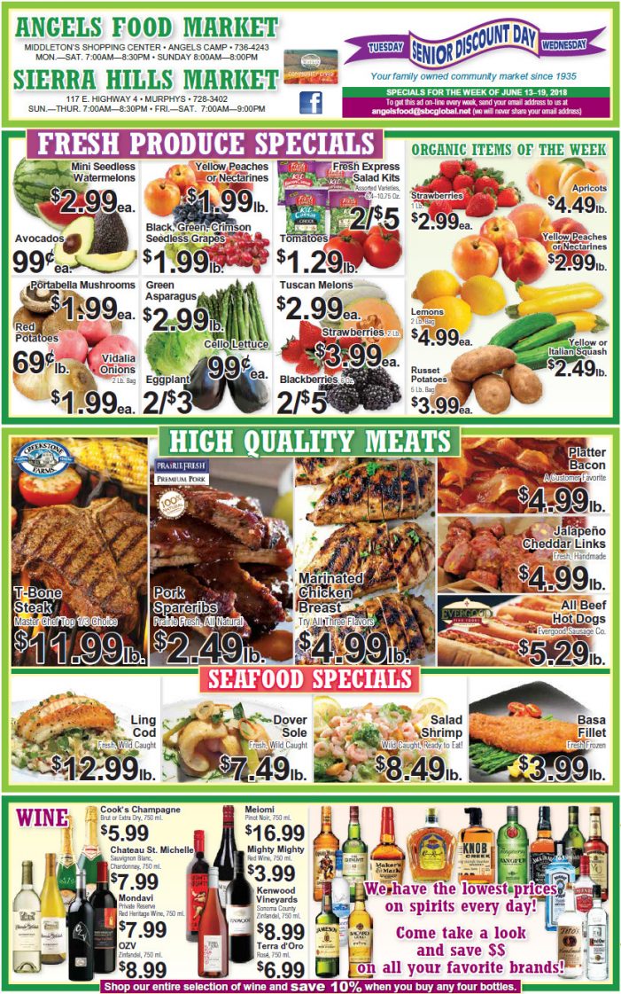 Angels Food and Sierra Hills Markets Weekly Ad & Grocery Specials Through June 19th