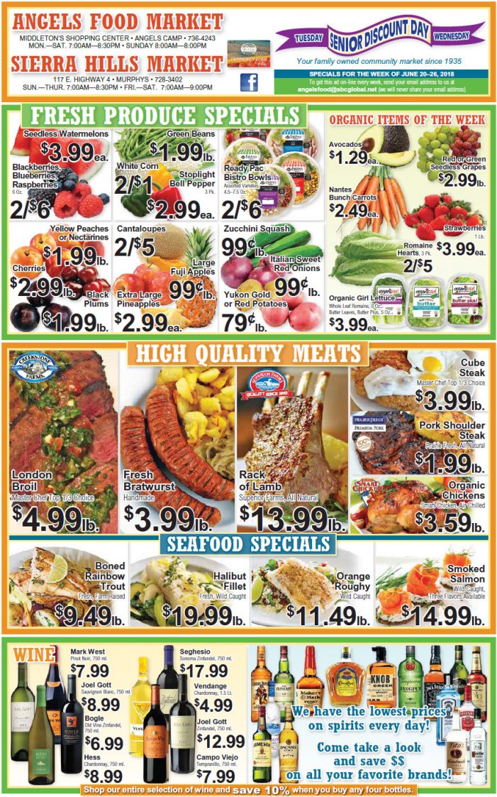 Angels Food and Sierra Hills Markets Weekly Ad & Grocery Specials Through June 26th
