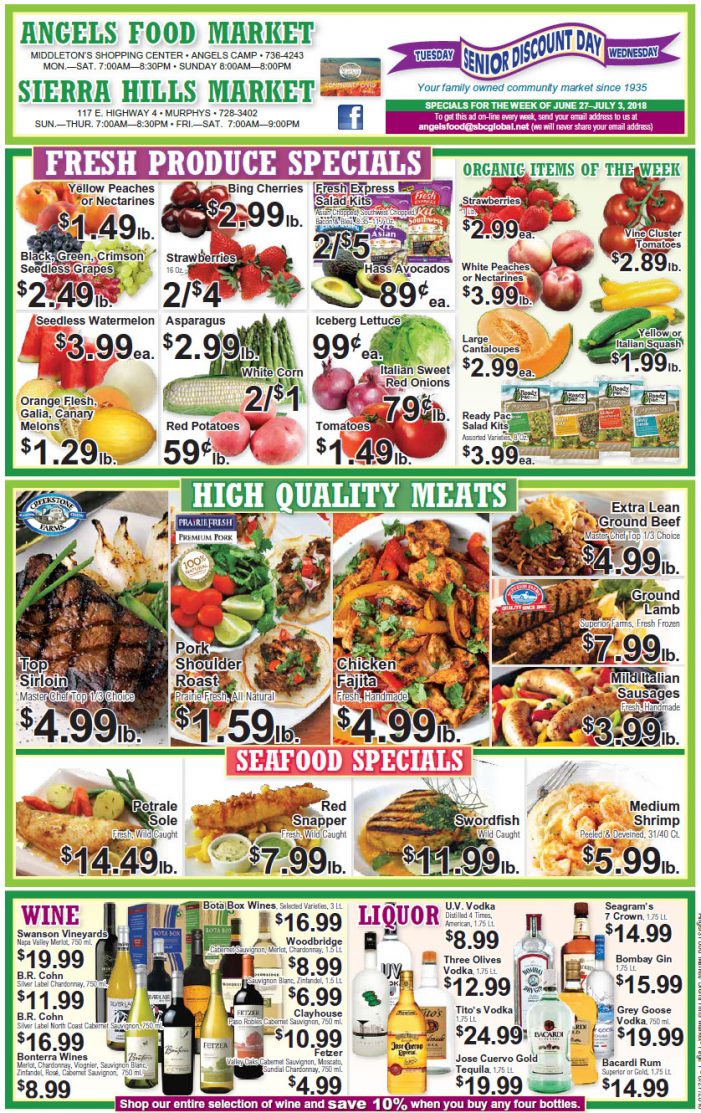 Angels Food and Sierra Hills Markets Weekly Ad & Grocery Specials Through July 3rd