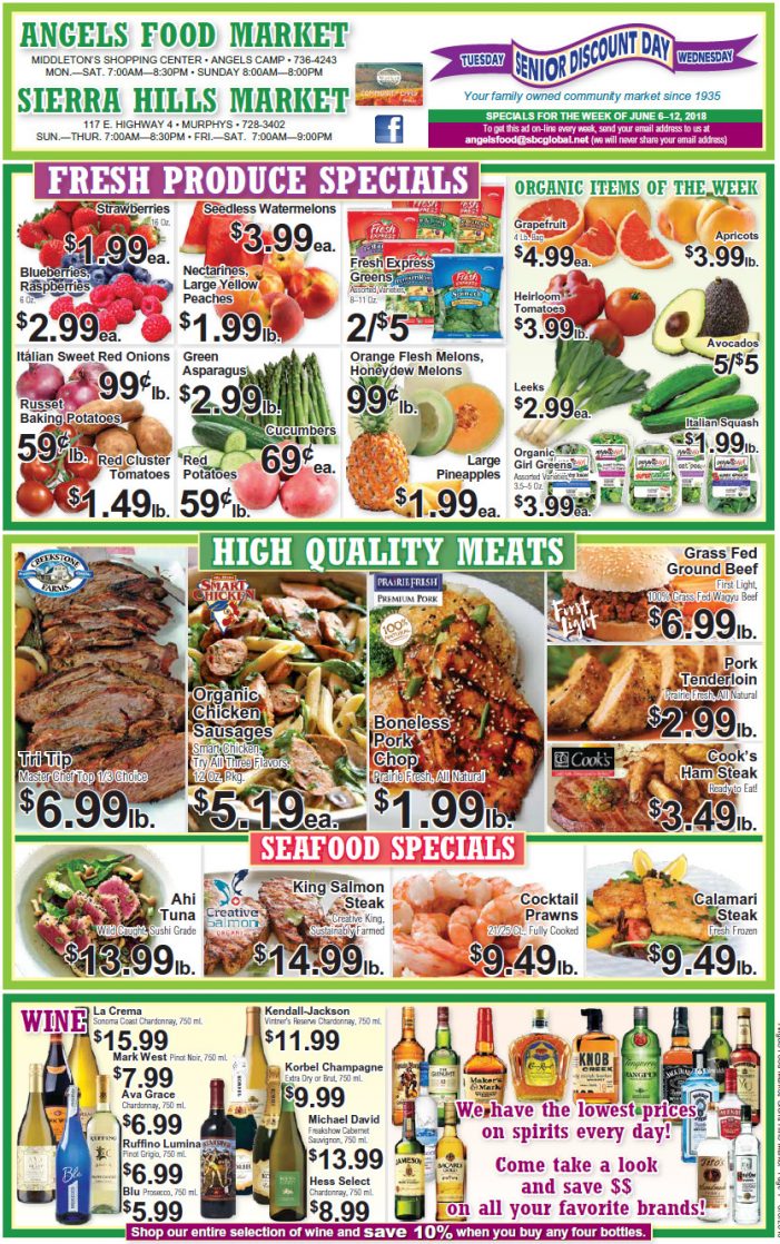 Angels Food and Sierra Hills Markets Weekly Ad & Grocery Specials Through June 12th