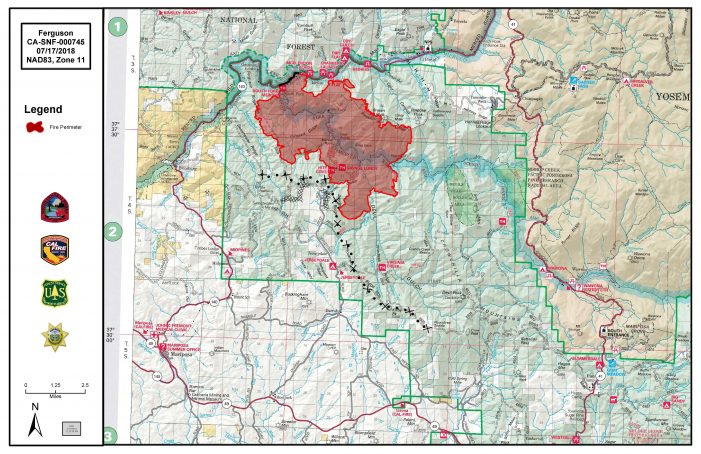 Ferguson Fire Update…13,082 Acres, 5% Contained, Structures Threatened 108, Fatalities 1, Power Restored to Yosemite Valley