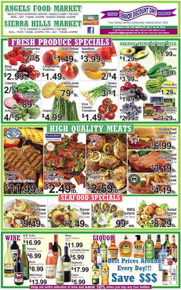 Angels Food and Sierra Hills Markets Weekly Ad & Grocery Specials Through July 24th