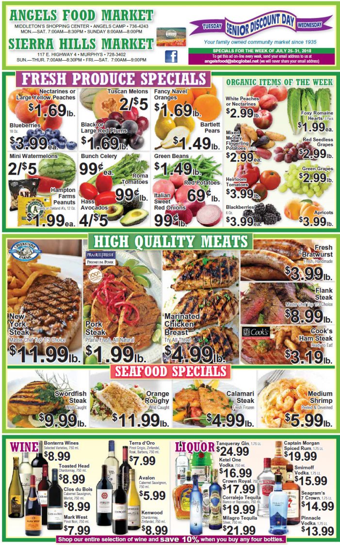 Angels Food and Sierra Hills Markets Weekly Ad & Grocery Specials Through July 31st