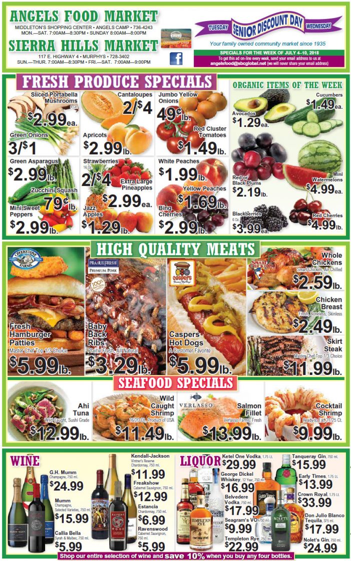 Angels Food and Sierra Hills Markets Weekly Ad & Grocery Specials Through July 10th