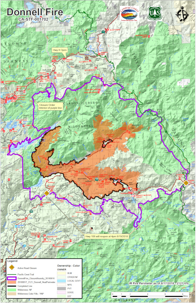 Donnell Fire Containment Climbs to 49% & Hwy 108 Reopens