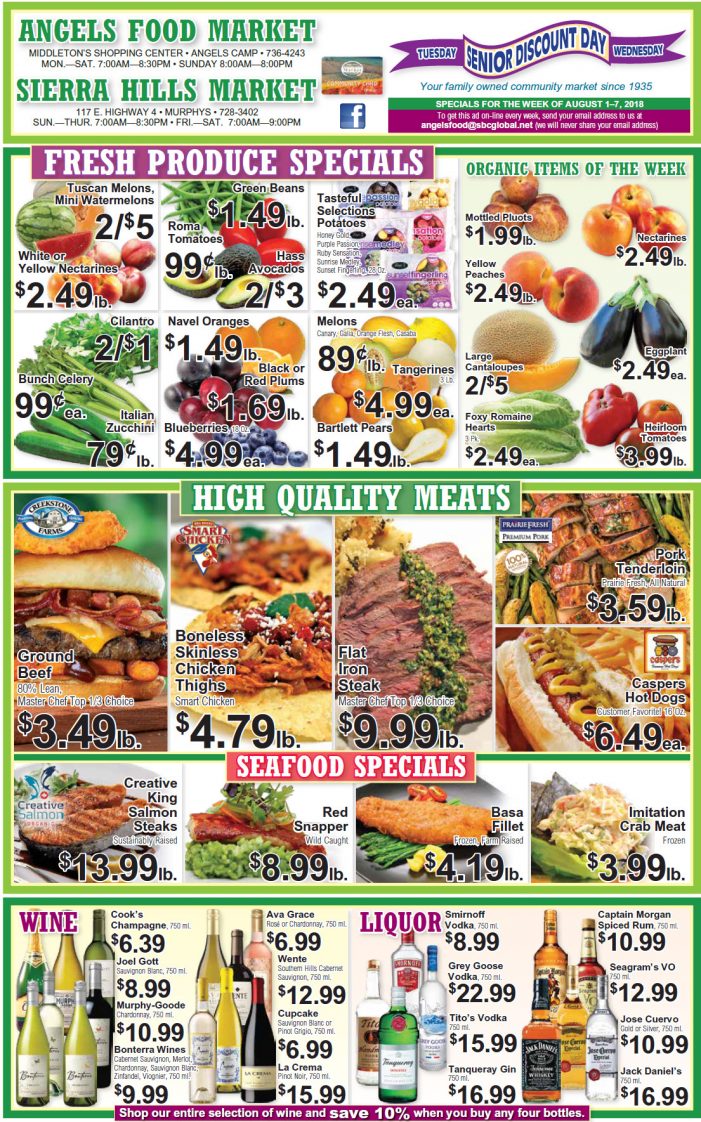 Angels Food and Sierra Hills Markets Weekly Ad & Grocery Specials Through August 7th