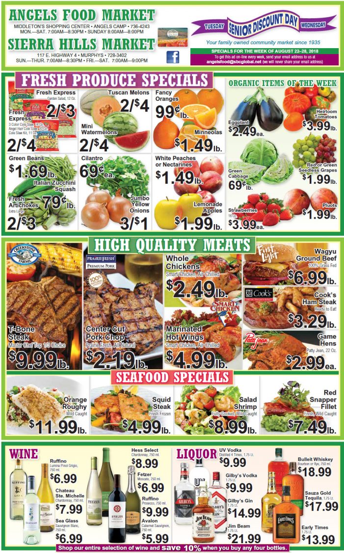 Angels Food and Sierra Hills Markets Weekly Ad & Grocery Specials Through August 28th