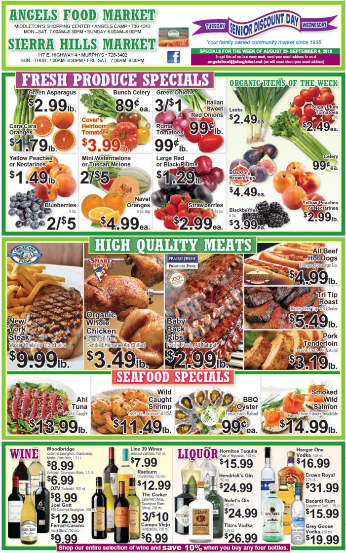 Angels Food and Sierra Hills Markets Weekly Ad & Grocery Specials Through September 4th