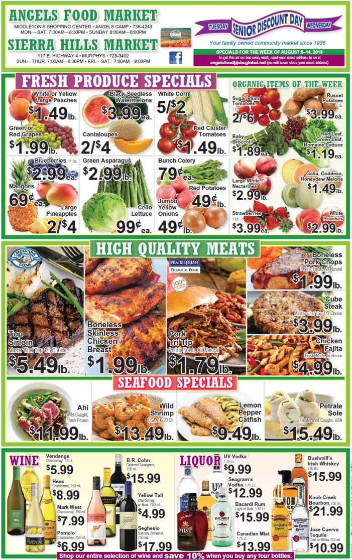 Angels Food and Sierra Hills Markets Weekly Ad & Grocery Specials Through August 14th