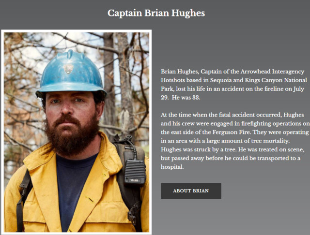 Website and Memorial Information on Captain Brian Hughes