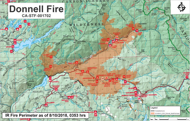 Donnell Fire Continues to Grow, Growth Heading into Alpine & Upper Calaveras.  Now 23,824 Acres