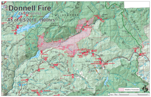 The Donnell Fire, 13,200 Acres, 2% Contained, 15 Structures Destroyed, Hwy 108 & Pacific Crest Trail Closed