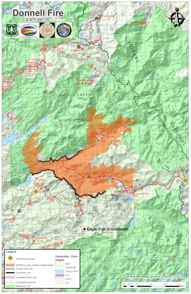 The Donnell Fire Now 28,302 Acres, 20% Contained & 135 Structures Destroyed