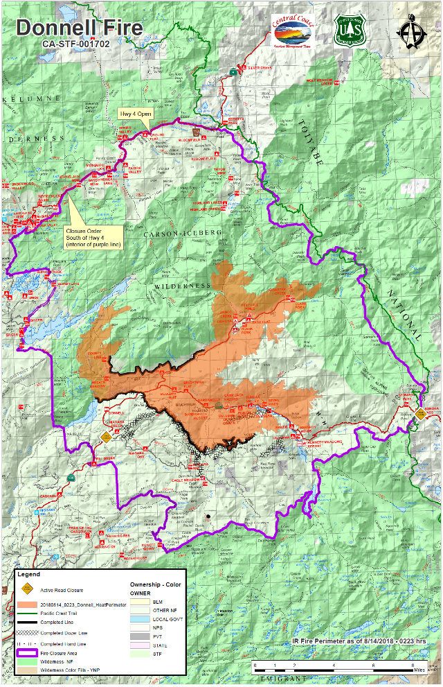 Donnell Fire Swells to 29,569 Acres, Most Growth on Northwest Edge
