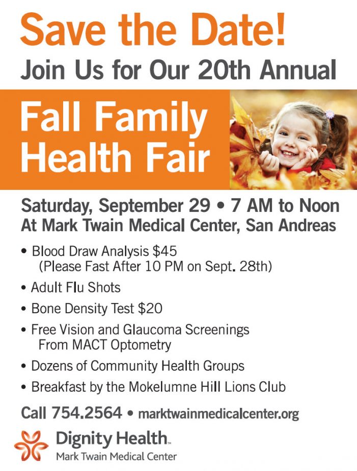 Mark Twain Medical Center Hosts 20th Annual Fall Health Fair Saturday September 29th!