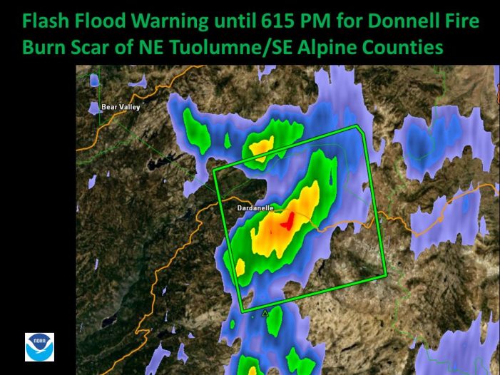 Flash Flood Warning Issued for Donnell Fire Burn Scar Area