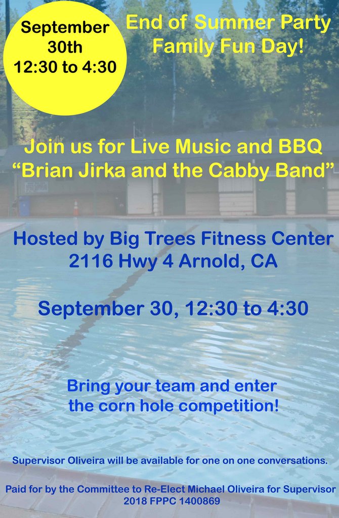 End of Summer Party and Family Fun Day on September 30th at Big Trees Fitness