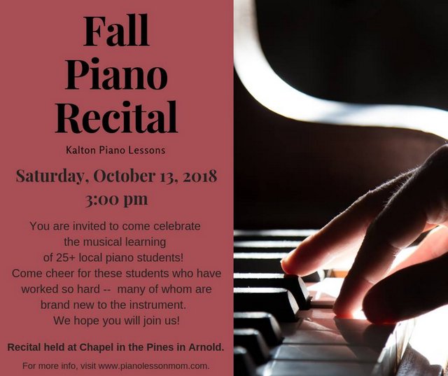 Local Musicians to Perform at Piano Recital on Oct 13th
