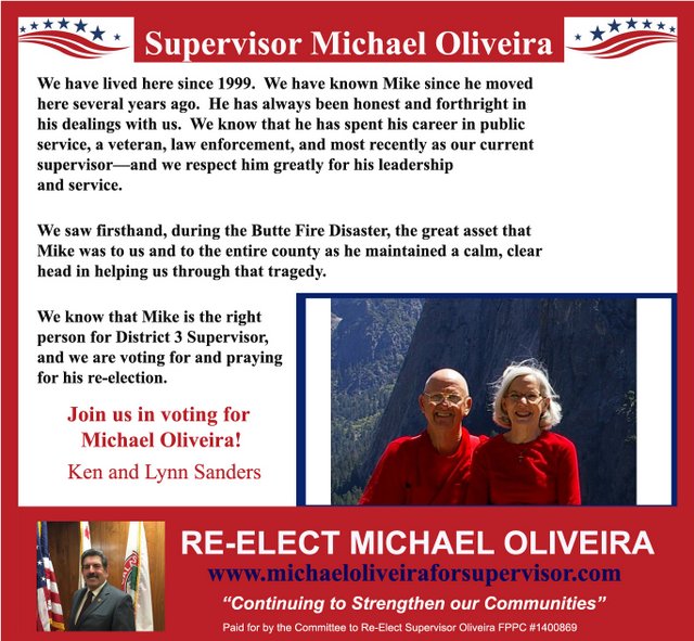 Re-Elect Supervisor Michael Oliveira in November