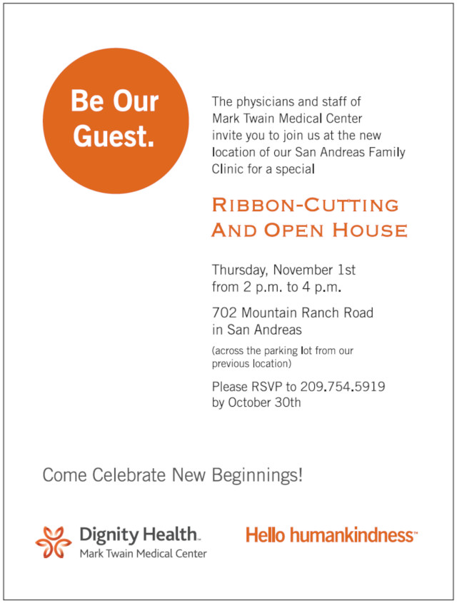 Be Our Guest to Ribbon Cutting and Open House for San Andreas Family Medical Clinic