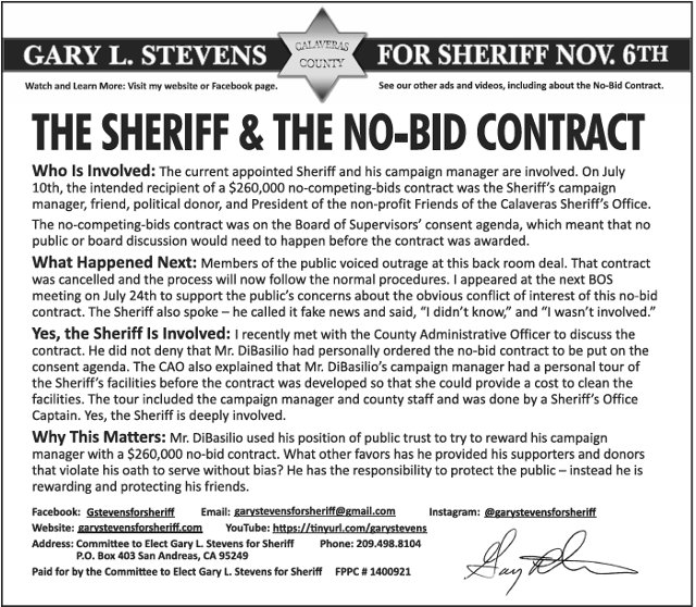 Gary L. Stevens For Sheriff Nov. 6th