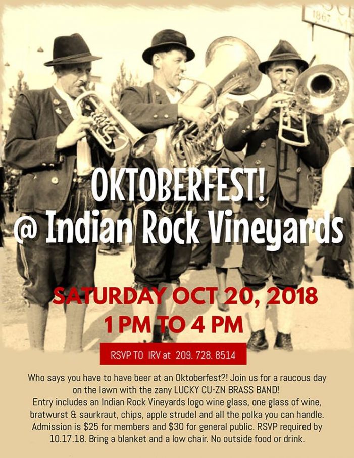Octoberfest at Indian Rock Vineyards on October 20th