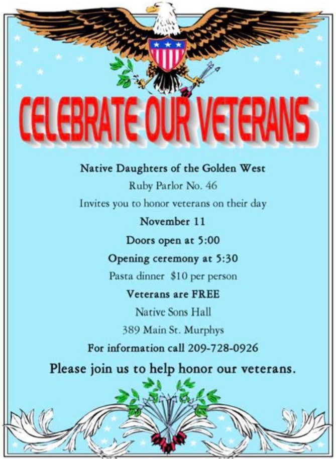 Celebrate Our Veterans with The Native Daughters of the Golden West