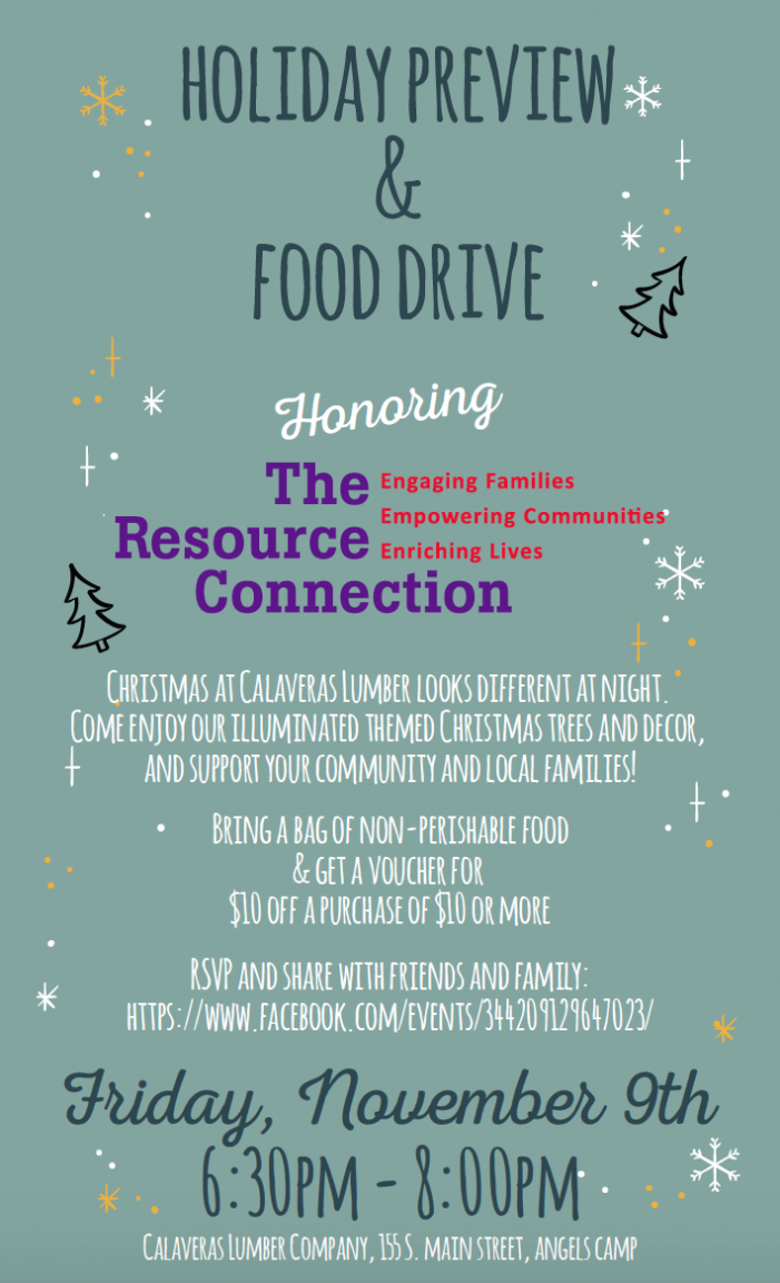 Food Drive & After Hours Holiday Preview at Calaveras Lumber