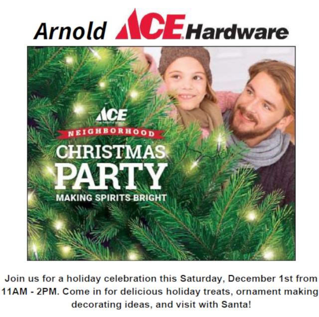 Arnold Ace Holiday Celebration is December 1st